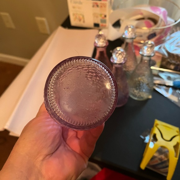 Elegant Glass Decanter Set - Pink, Clear, and Yellow - Picture 2 of 2